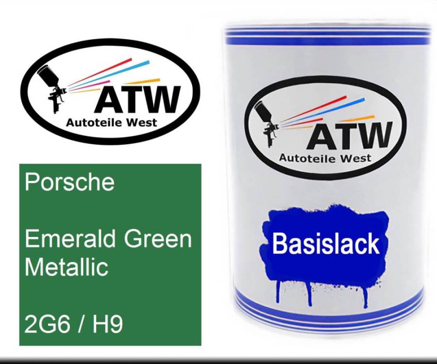 Porsche, Emerald Green Metallic, 2G6 / H9: 500ml Lackdose, von ATW Autoteile West.
